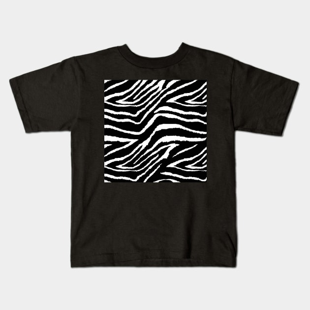 Zebra Black and White Animal Print Kids T-Shirt by Overthetopsm